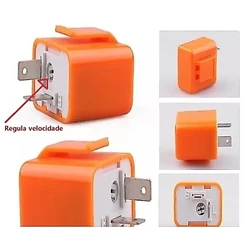 Rele Laranja 12v Para Pisca Led 2 Pinos Com Regulagem de Velocidade
