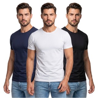 KIT 2 Camiseta Masculina Premium Tradicional com Elastano