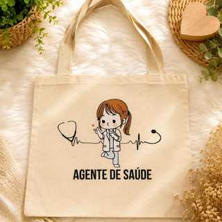 Bolsa Ecologica Agente de Saúde 30x30 Presente Criativo | Ecobag Sacola Ecologica