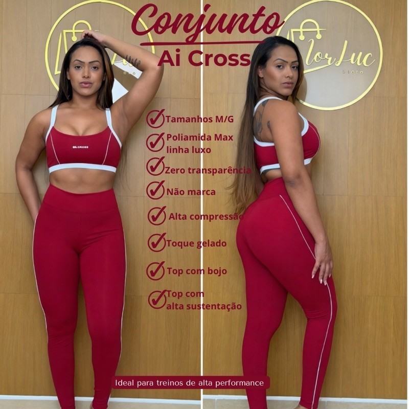 Roupa de academia legging e top com bojo Poliamida Max - alta compressão zero transparência - yoga