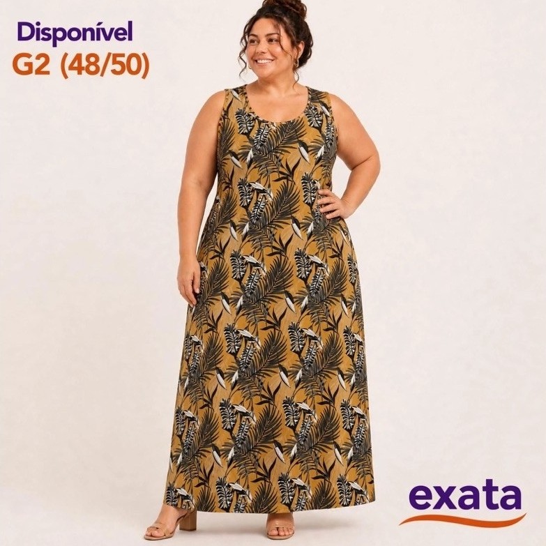 Vestido Longo Plus Size Regata Feminino em Liganete ( Malha Fria ) Confortável G2(48/50)