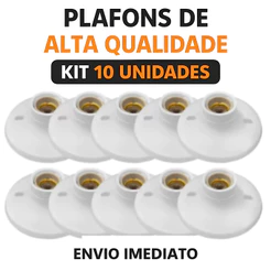 Kit 10 ou 05 Plafonier Plafon Bocal E27 Soquete Porcelana Branco Branco
