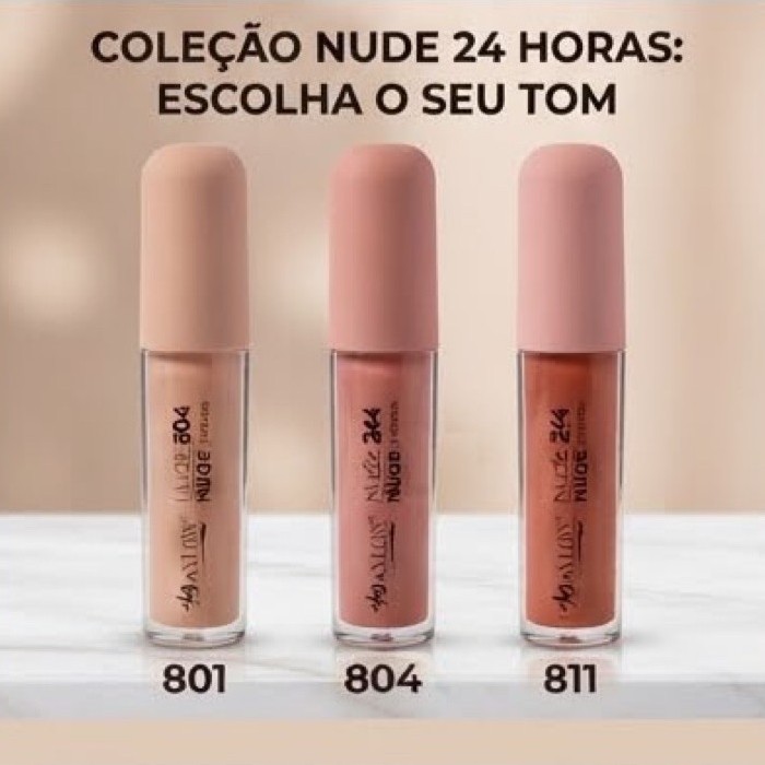 Lip Oil Nude 24h Max Love Gloss Labial com Ácido Hialurônico Brilho Hidratação Lábios Cores 801 804 811