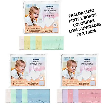 Kit 5 Fraldas Pinte E Borde Luxo Incomfral 70x70cm