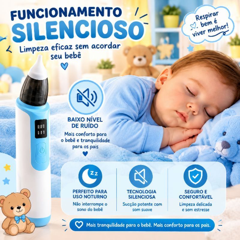 Aspirador Nasal Portátil - Sucção Nasal Portátil Recarregável USB - Silencioso