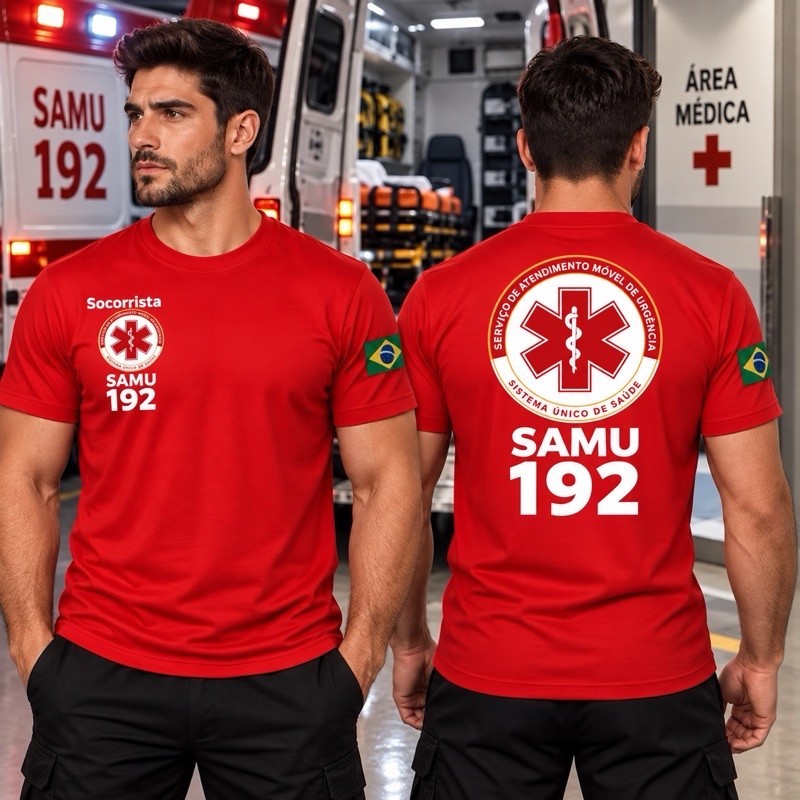 Camiseta Masculina Feminina Socorrista Ambulância 100% algodão leve confortavel casual trabalho várias cores lançamento
