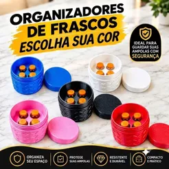 ​Porta Frascos Ampolas 3ml e 5ml Organizador Estojo Protetor Antichoque 4 Divisoria