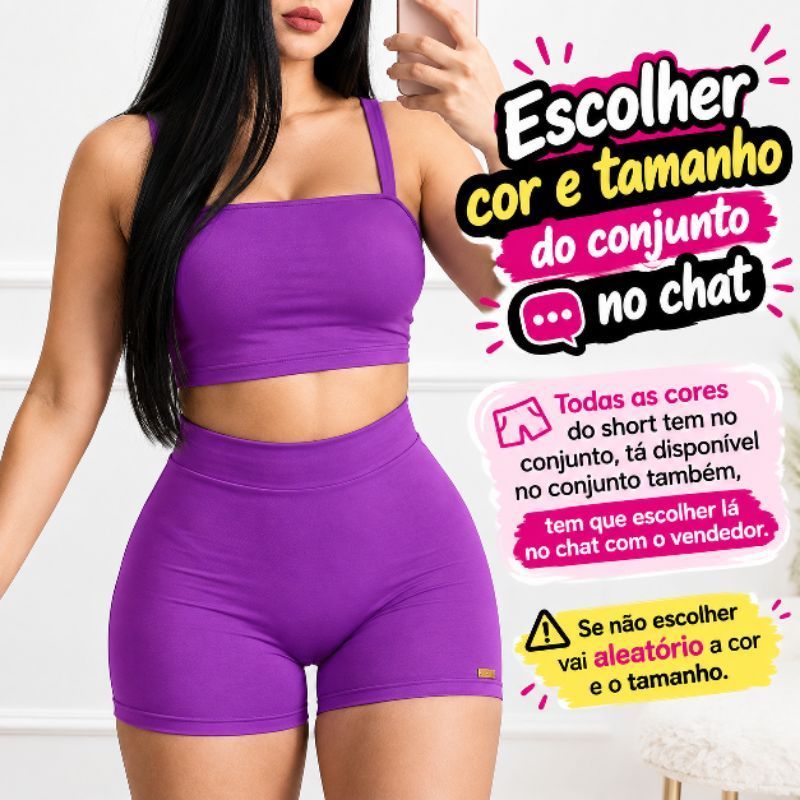 Short Feminino Academia Suplex Premium Fitness " ESCOLHER COR DO CONJUNTO NO CHAT, Cintura Alta Biker Modelador PP P M G