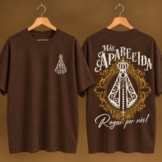Camiseta Religiosa Jesus Cristo Nossa Senhora Aparecida | Camisa Cristã Masculina | Mãe Aparecida | 100% Algodão