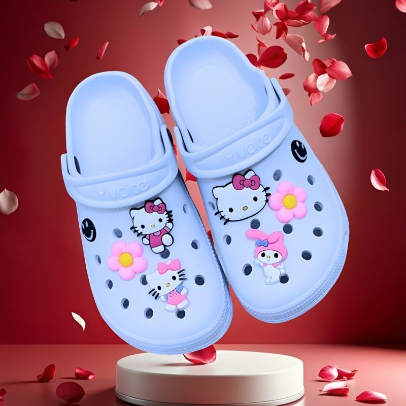 Sandália Babuche Hello Kitty Feminina Profissional Alça Ajustável 6 Pins Antiderrapante Leve Macia