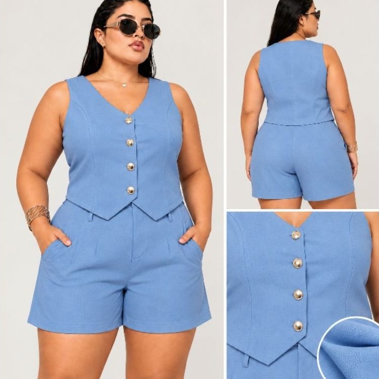 conjunto Alfaiataria Feminino plus size G1/G2/G3 tecido premium entrega rapida