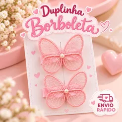 Kit Duplinha Borboleta Colorida Infantil | Presilhas Artesanais para Bebê e Menina | Cores Variadas | Mania di Laço