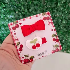 Laço Cereja Duplinha Para Babês Lacinho Infantil 2 Peças no kit Aplicado Bico de Pato