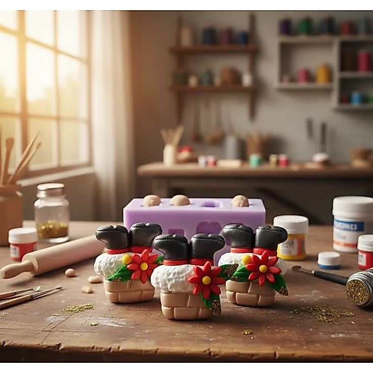 Molde De Silicone Noel Chaminé Para Doces Lilás