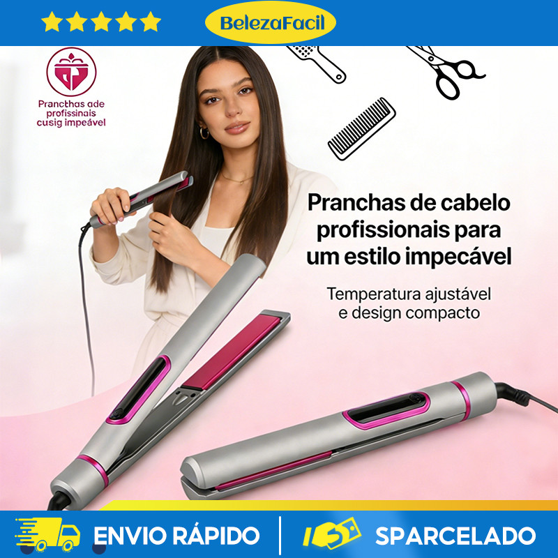 Alisador de Cabelo Profissional Display Digital, Temperatura Ajustável, Aquecimento Rápido para Todos os Tipos de Cabelo
