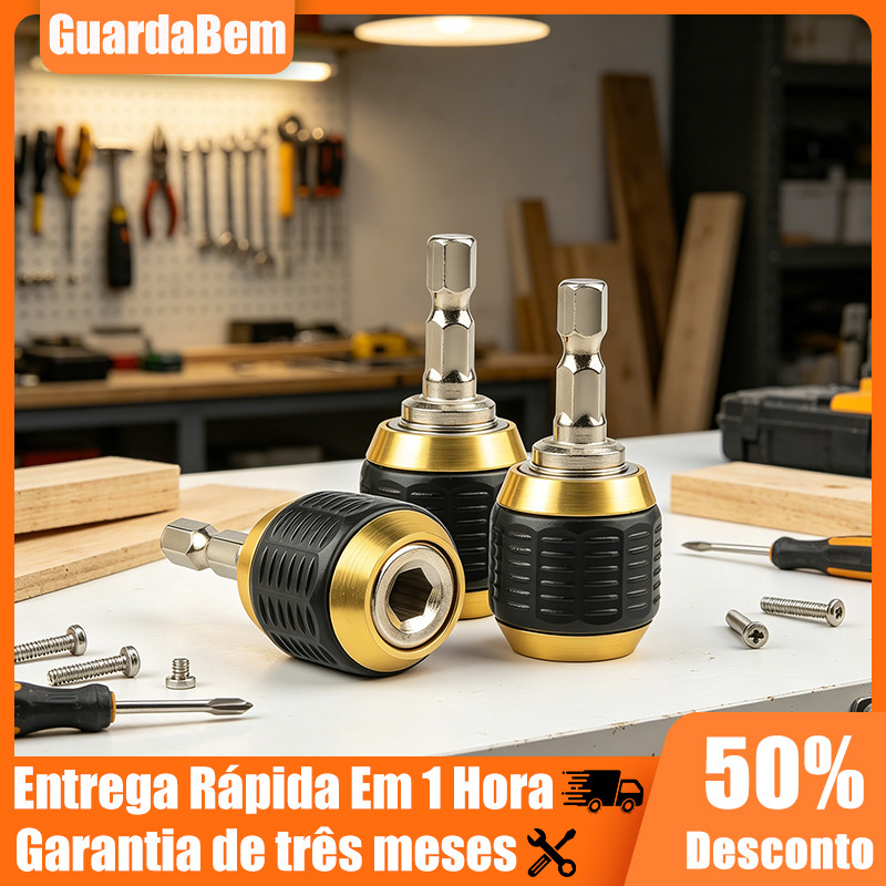 Adaptador Mandril De Aperto Rápido Acoplamento Rápido 1/4" Com Haste Hexagonal 60mm