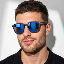 Oculos de Sol Hexagonal Azul Espelhado Premium Original Moda Verao uv400 Masculino Feminino