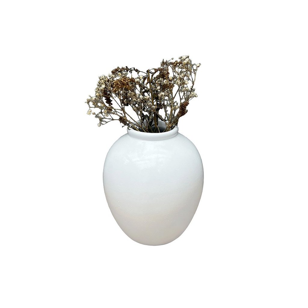 Detalhes do Vaso Decorativo em Cerâmica Branco Médio