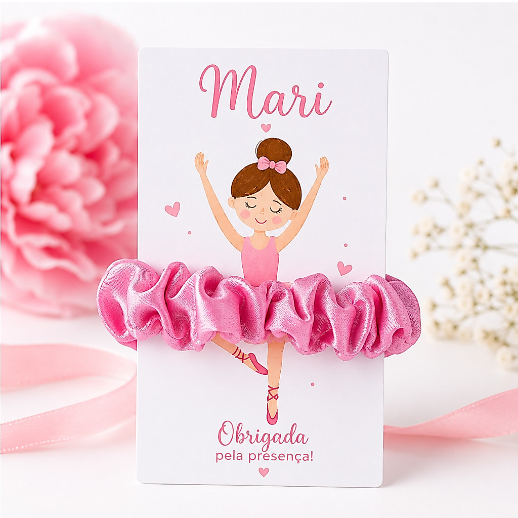 Cartão Tag Bailarina Personalizada para Xuxinha de Cetim  Aniversário Lembrancinha NÃO ACOMPANHA XUXINHA