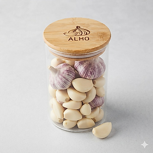 Pote Organizador Hermético Transparente Tampa De Bambu Para Mantimentos Temperos Cozinha Vedação Premium Cebola Alho Sal