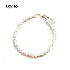 Lovito Colares Elegantes Com Pérolas Falsas Estilo Coreano L17M155