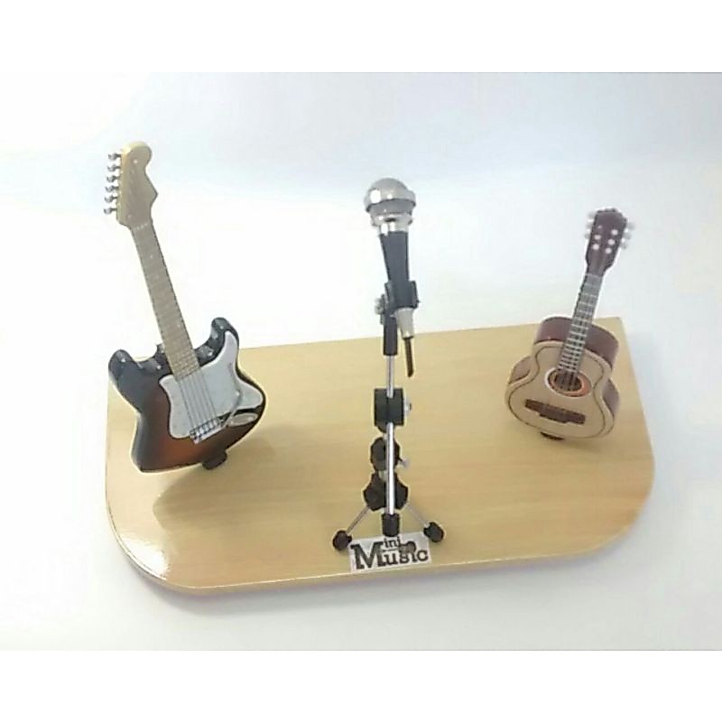 Mini Palco Guit. Strato+Microfone+Violão Acústico