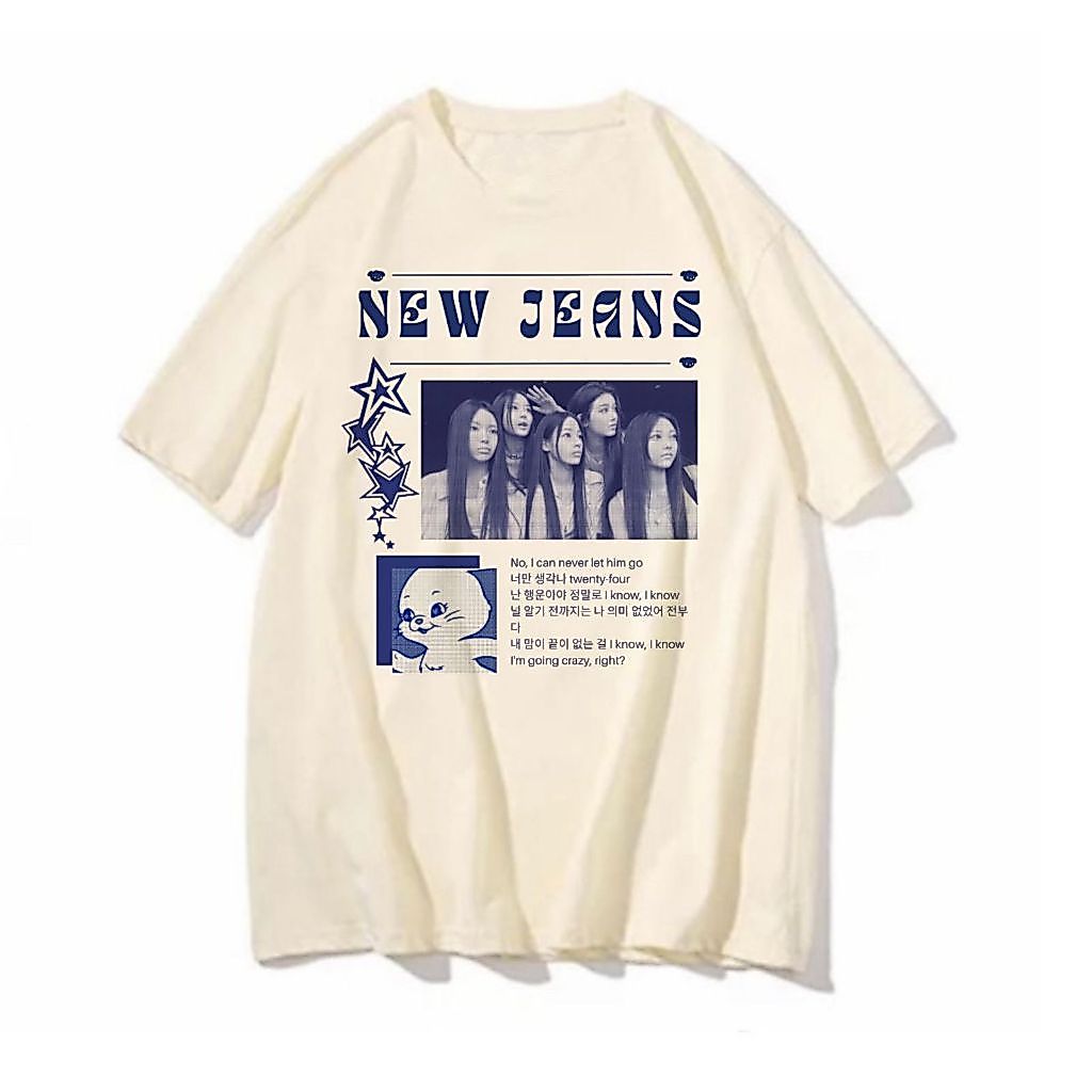 Camiseta NewJeans I can never blusa feminina masculina unissex cantora banda new jeans show pop camisa estampada kpop