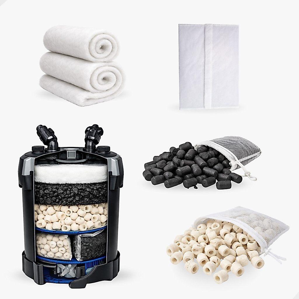 Kit Mídias Biológicas Filtragem 250g Cerâmica 250g Carvão, 1m Lã