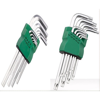 Conjunto de 9 chaves Allen de aço inoxidável polido, tamanhos T10-T50, adequadas para manutenção e ajuste UNIFY