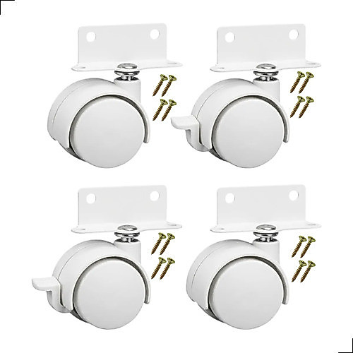 Kit 4 Rodinha 2 Trava Universal Chapa L Para Berço Móveis
