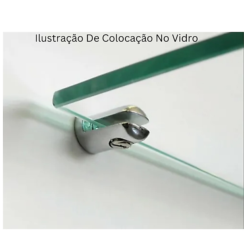 Suporte Fenda Metal Cromado Para Prateleira Vidro — imagem 2 de 2