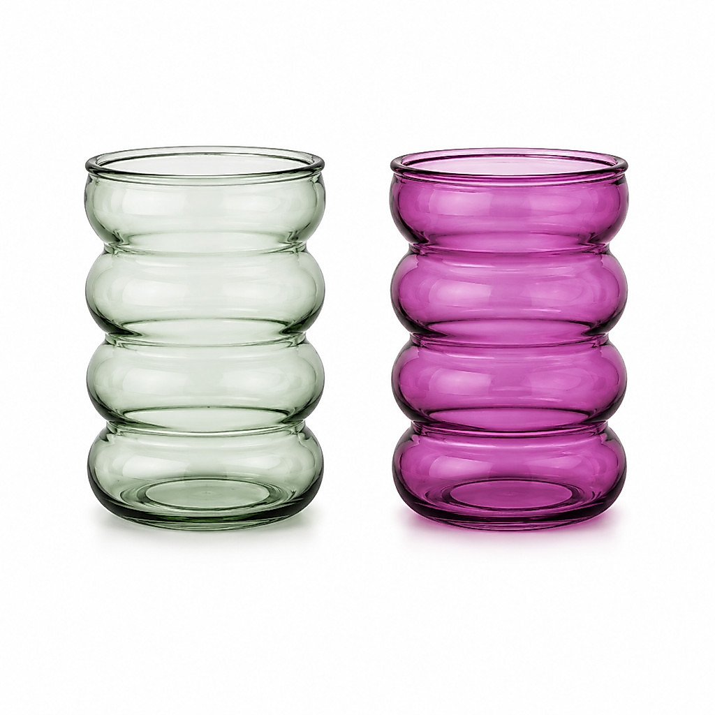 Vaso De Vidro Ivy 12cm Verde e Roxo Hauskraft
