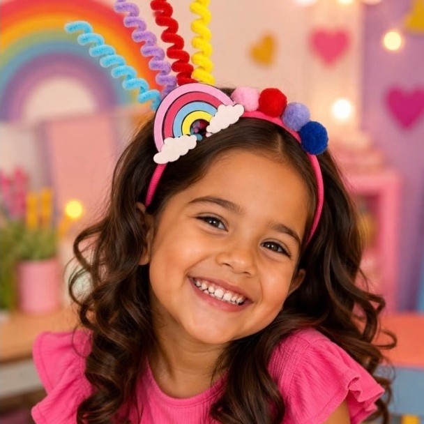 Tiara Maluca Arco-Iris | Unidade, Cores Sortidas, Cabelo Maluco, Arquinho, Escola, Infantil, Festa Fantasia, Cosplay