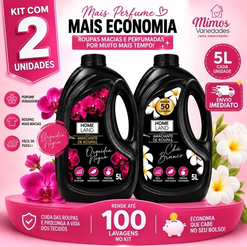 AMACIANTE DE ROUPAS LIQUIDO 5 LITROS PERFUME DURADOURO, FÁCIL DE PASSAR E ROUPAS MACIAS