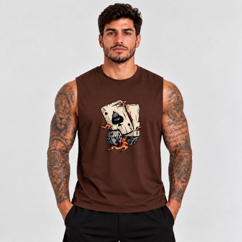 Camiseta Regata Machão Masculina Estampa Cartas Streetwear Premium Algodão Casual Academia Estilosa Confortável Em Alta