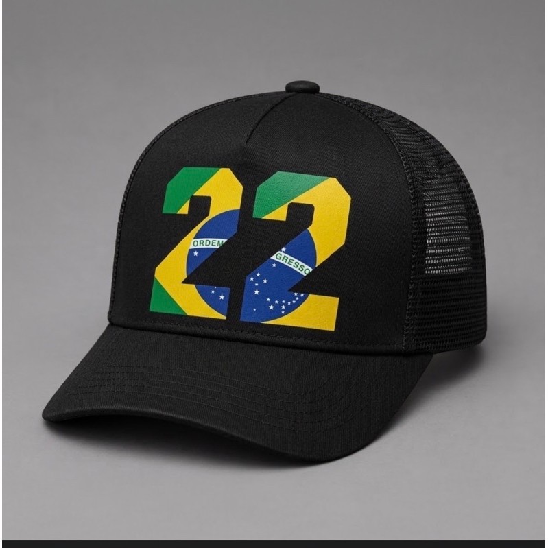 Boné Trucker 22 Brasil Respirável Com Ajuste Lavável Envio Rápido