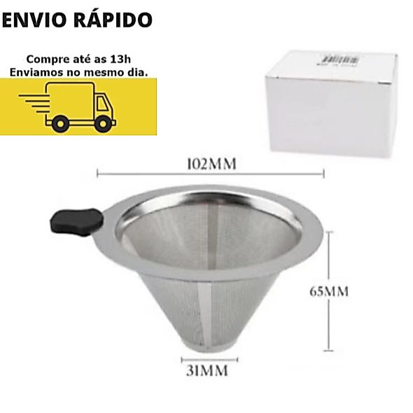 Filtro de Café Inox Reutilizável 101 – Individual, Portátil, Dupla Camada, Sustentável e Prático — imagem 2 de 2