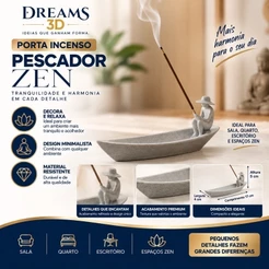 Porta Incenso Pescador Zen Decorativo 17cm – Suporte para Incenso Decoração Sala Quarto Escritório