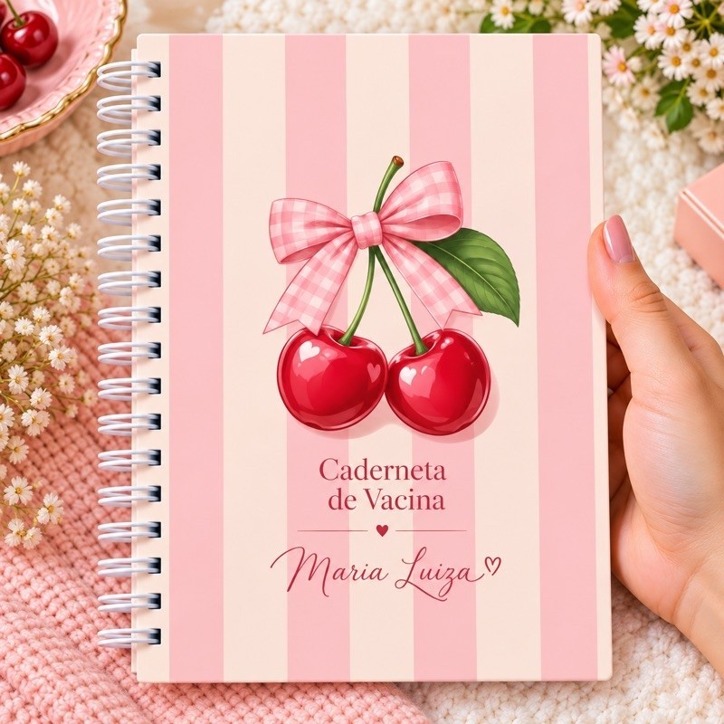 Caderneta de Vacina Cerejinha - Modelo Simples Com Nome