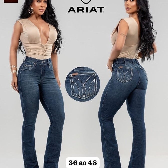 Calça Jeans Feminina Bordada Grande ARIAT Estilo & Conforto no Seu Look Country Rodeio E Festa