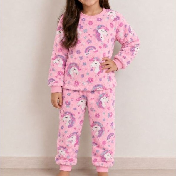 Pijama Infantil Conjunto Flecce quentinho estampas variadas,lisas feminino masculino