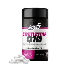 Coenzima Q10 4Well 200mg 60 Cápsulas 30 Doses Concentrada Sem Glúten E Sem Lactose