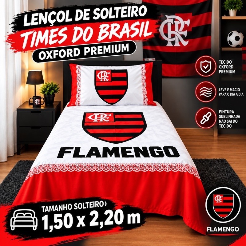 Lençol Solteiro Time de Futebol Fronha Torcedor Infantil e Adulto | Estampas times personalizados