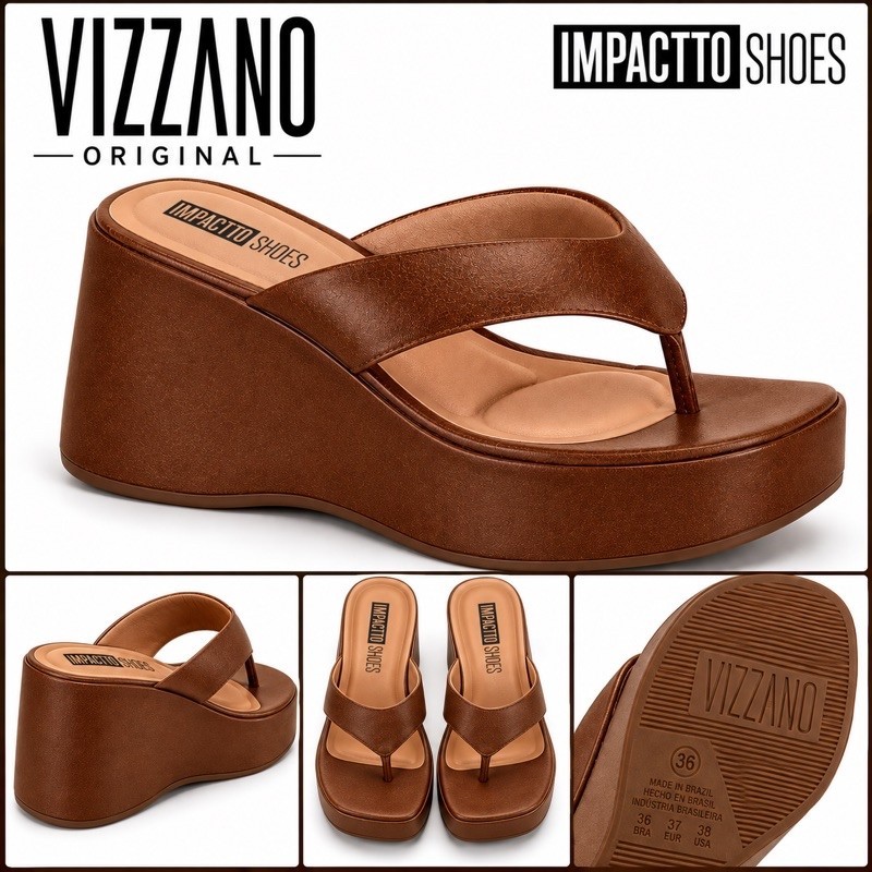 Tamanco Vizzano Feminino Salto Tendencia Plataforma Sandalia Anabela Confortável Original Chinelão