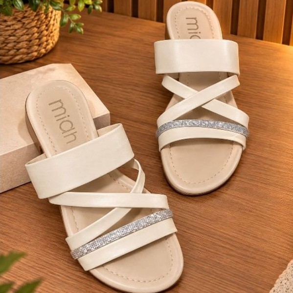 Rasteira Feminina Chinelo Confortável Strass Sandália Feminina