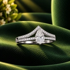 Anel Moissanite Dois Fios Gota 5,7mm em Prata 925