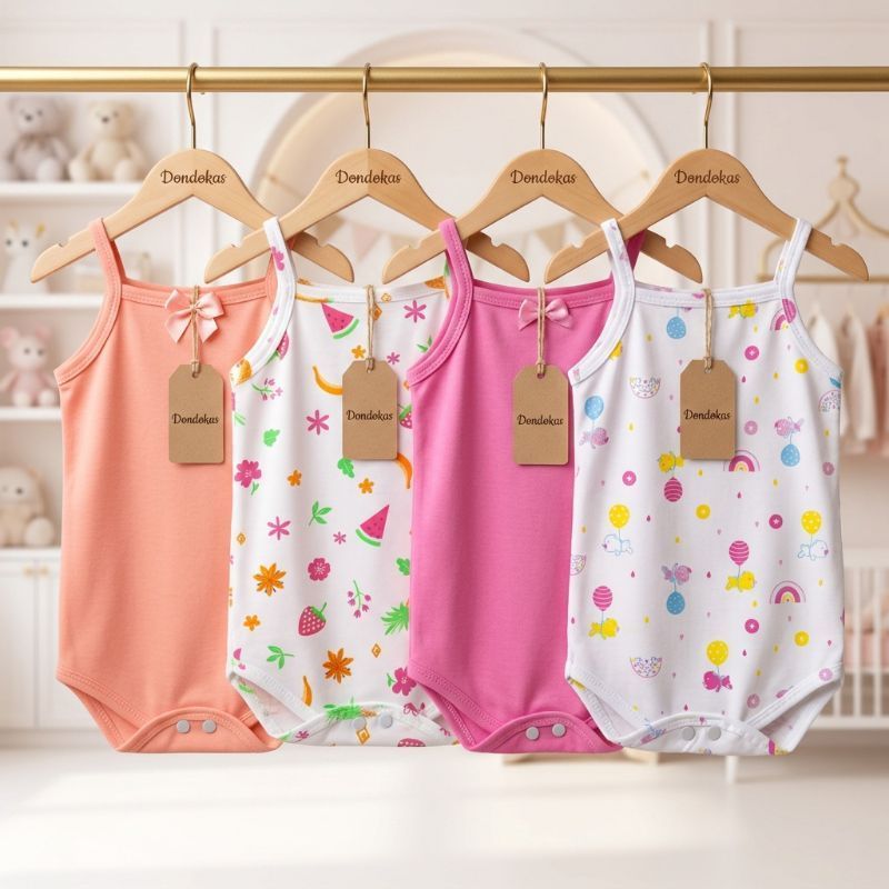 Kit 4 Body Bebe Menina Alcinha 100% Algodão Roupa de Bebê M G GG 4 Peças de Bodies para Bebê