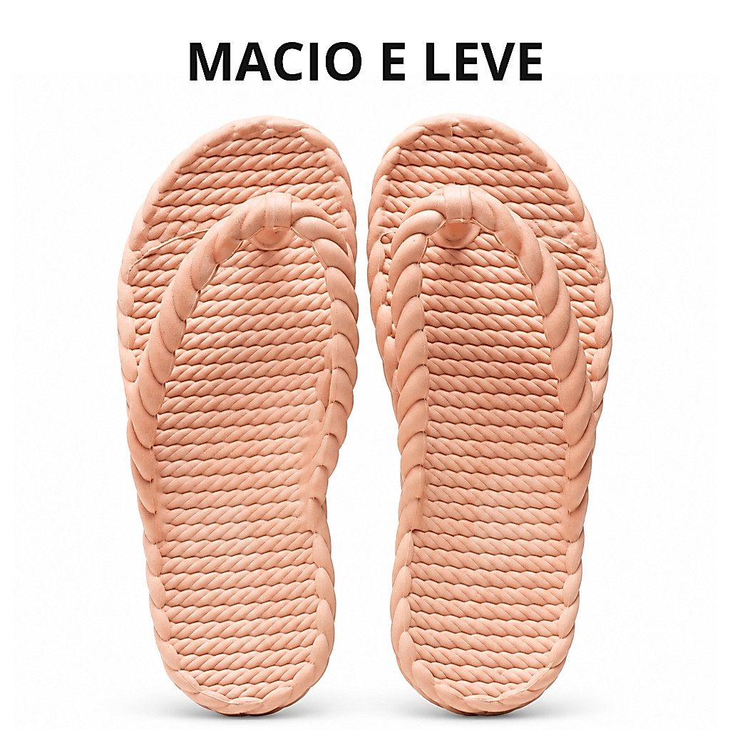 Sandália Chinelo Feminina Trançada Confortável Antiderrapante Flexível Macia Leve