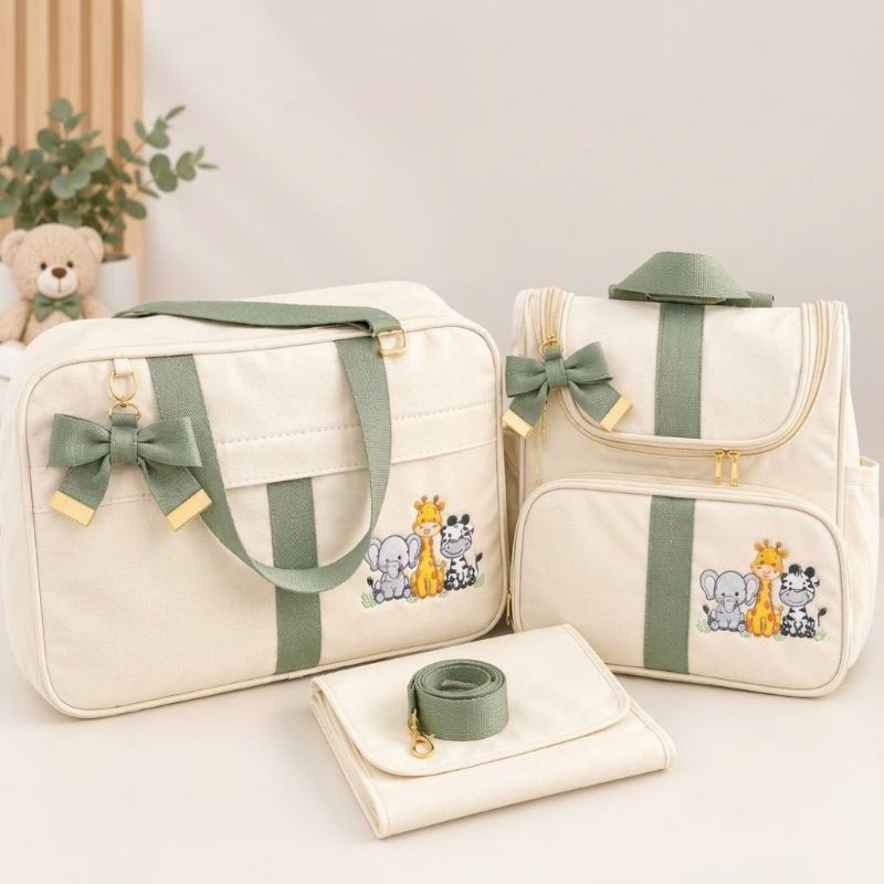 kit Bolsa Maternidade Com 3 Peças Mochila bolsa e trocador Impermeável, Sofisticado e Elegante Menino/Menina