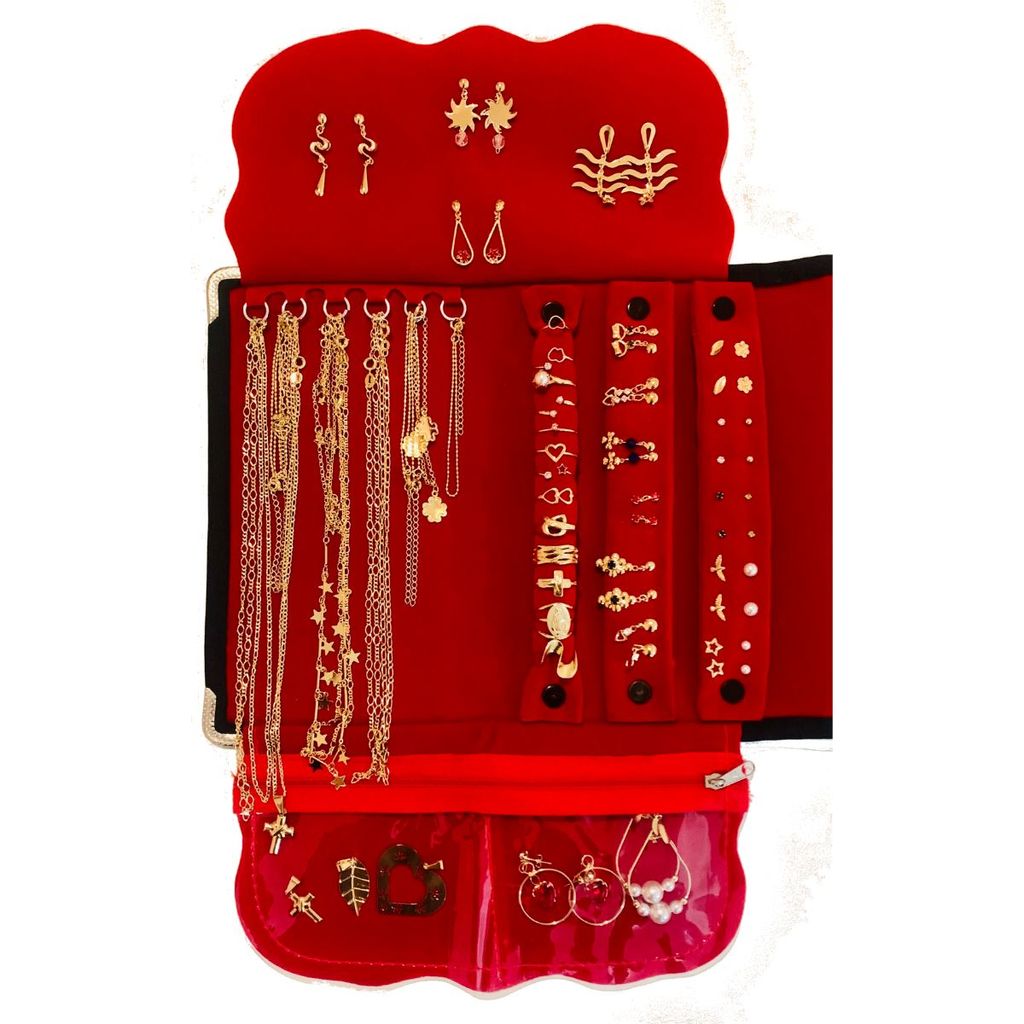 Mostruário Porta-Joias + Kit 20 Semijoias Elegantes Folheadas Ouro18K e Prata925